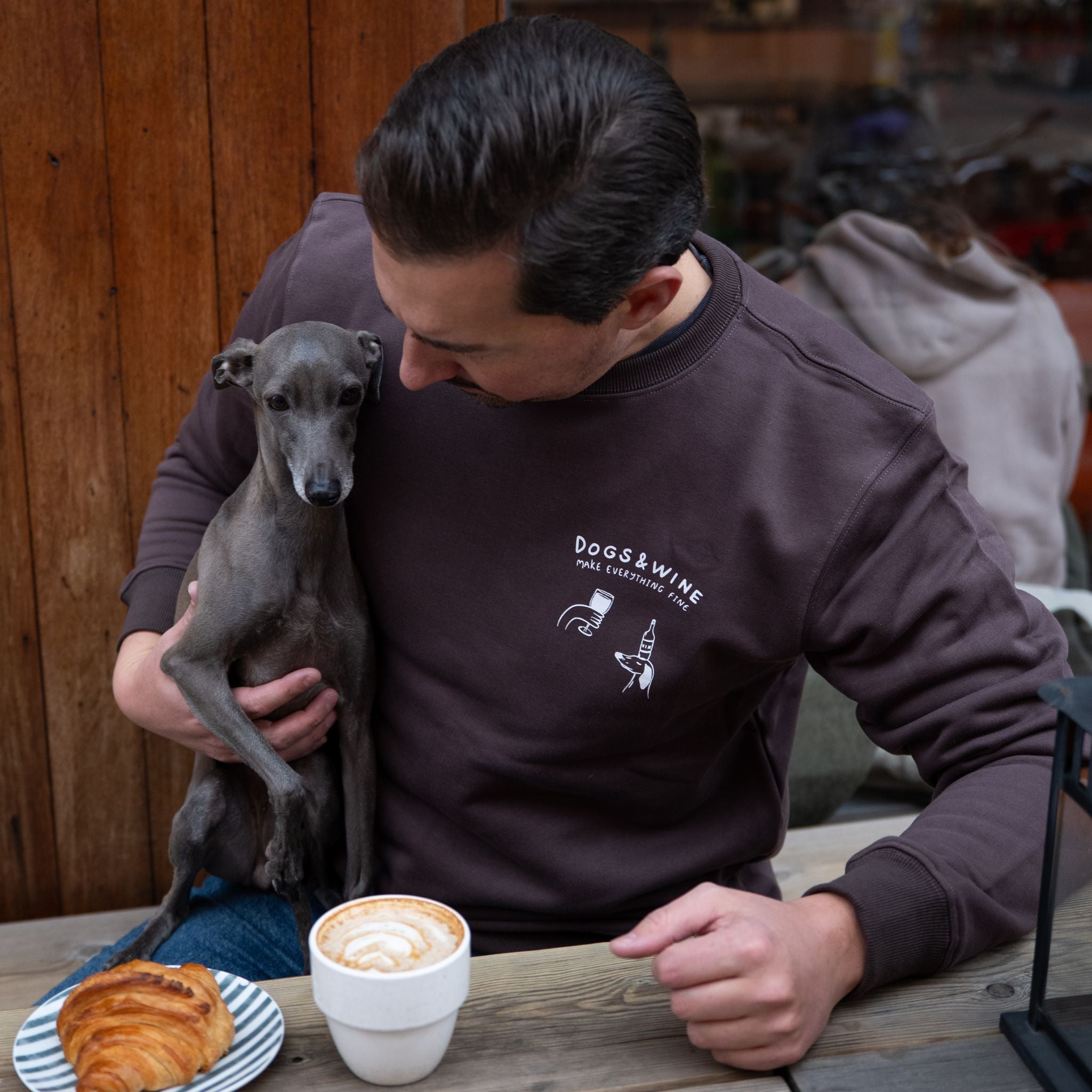 Brown Sweatshirt - Dogs & Wine Make Everything Fine