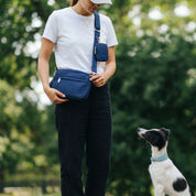 Dark Blue Denim Dog Walking Bag - Crossbody
