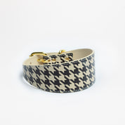 Beige Houndstooth Dog Collar Wide