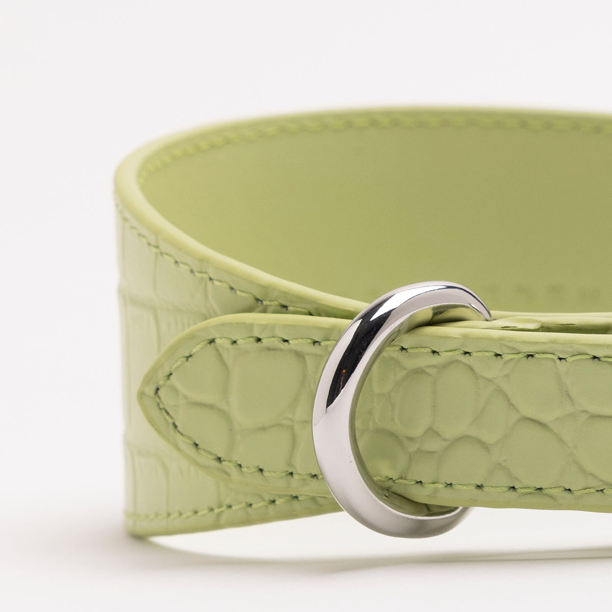 Pastel Green Croco Dog Collar Wide