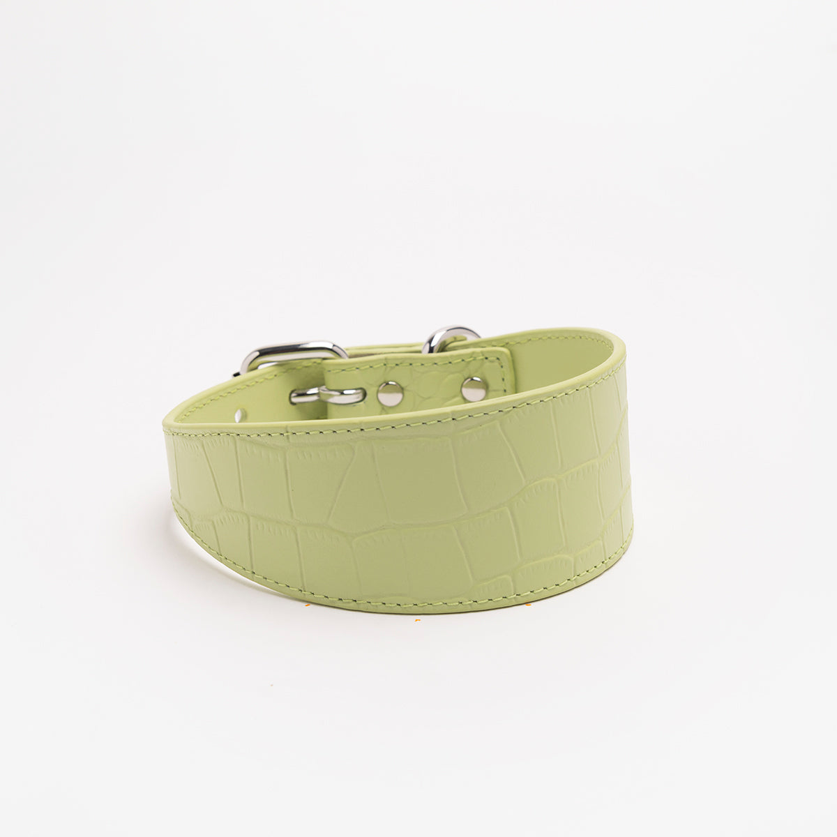 Pastel Green Croco Dog Collar Wide